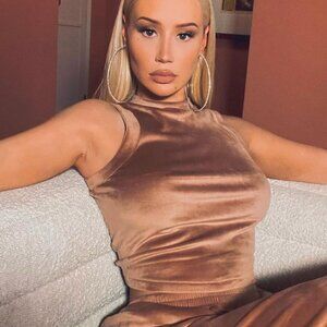 SKIMS Velour Sleeveless Soft High Neck Tank  Cropped Sienna 4X